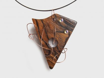 Walnut necklace NS3 with swarovski